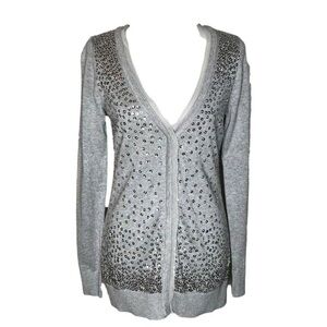 White House Black Market Silver Studded Cardigan